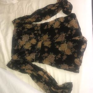 Velvet floral romper